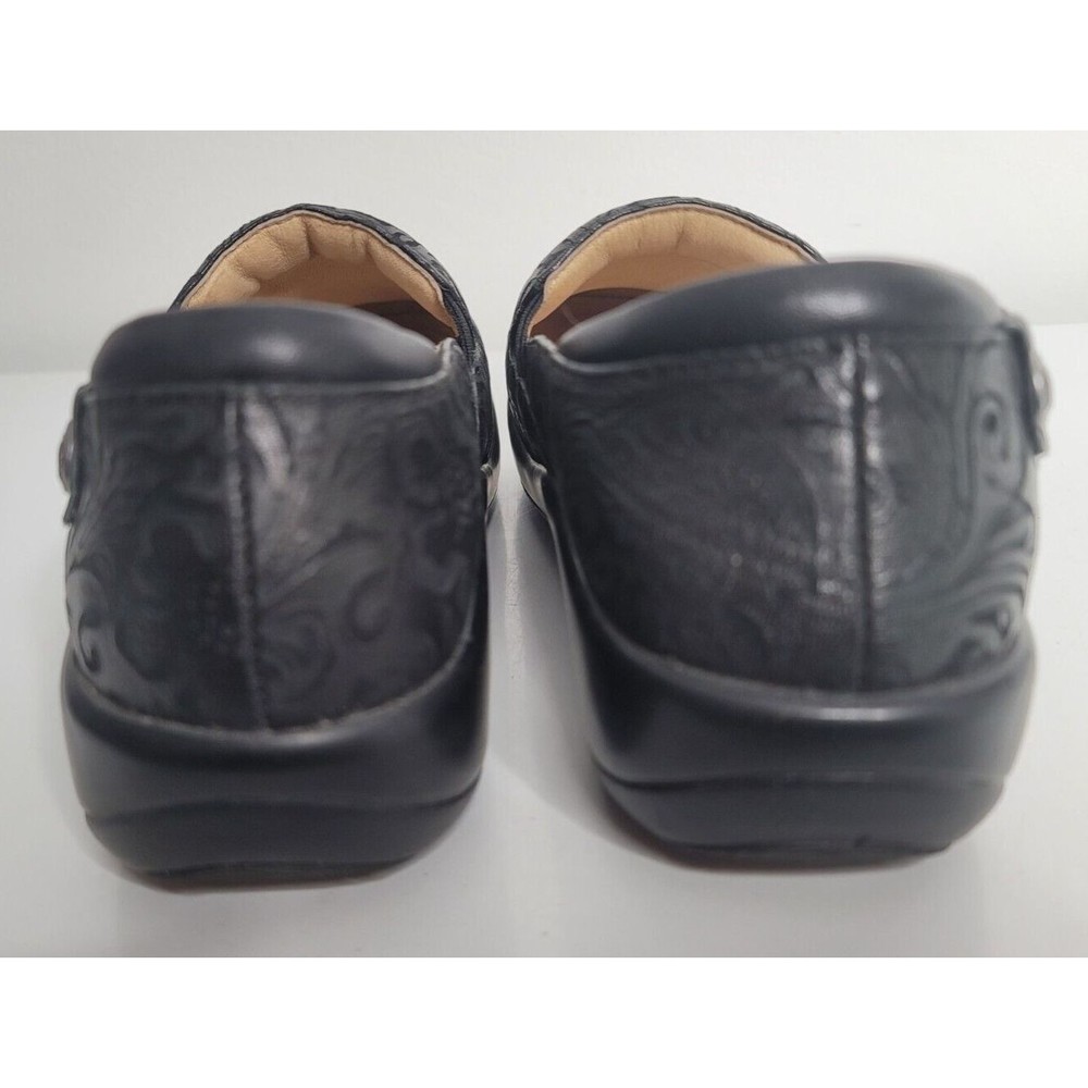 Alegria Womens Leather Clogs Shoes Black Embossed Slip On Casual EU 36 US 6.5 - Picture 5 of 9